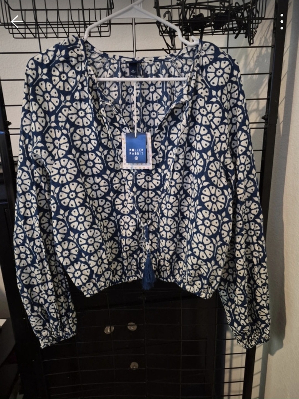 Roller Rabbit Navy & White Printed Tunic Blouse